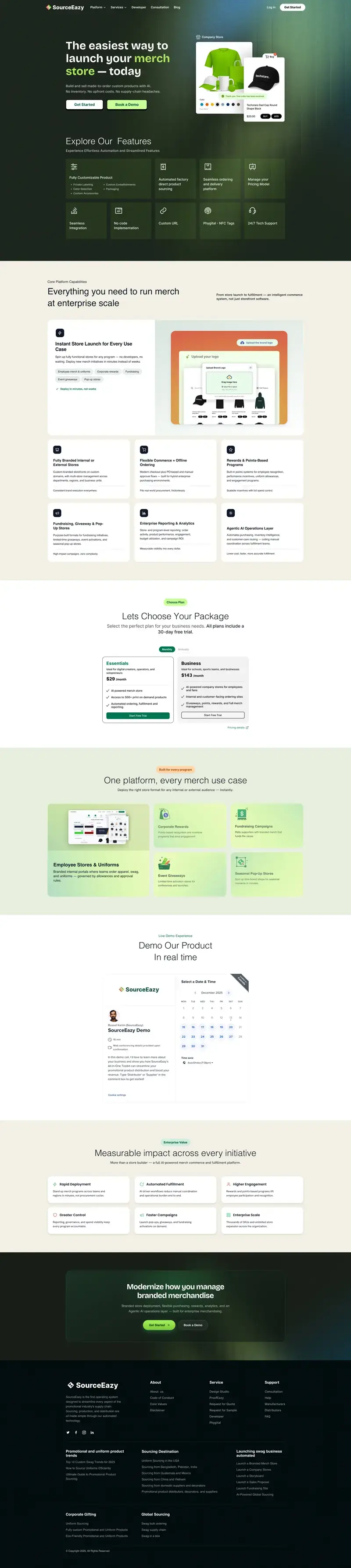 MerchStore landing page, full length