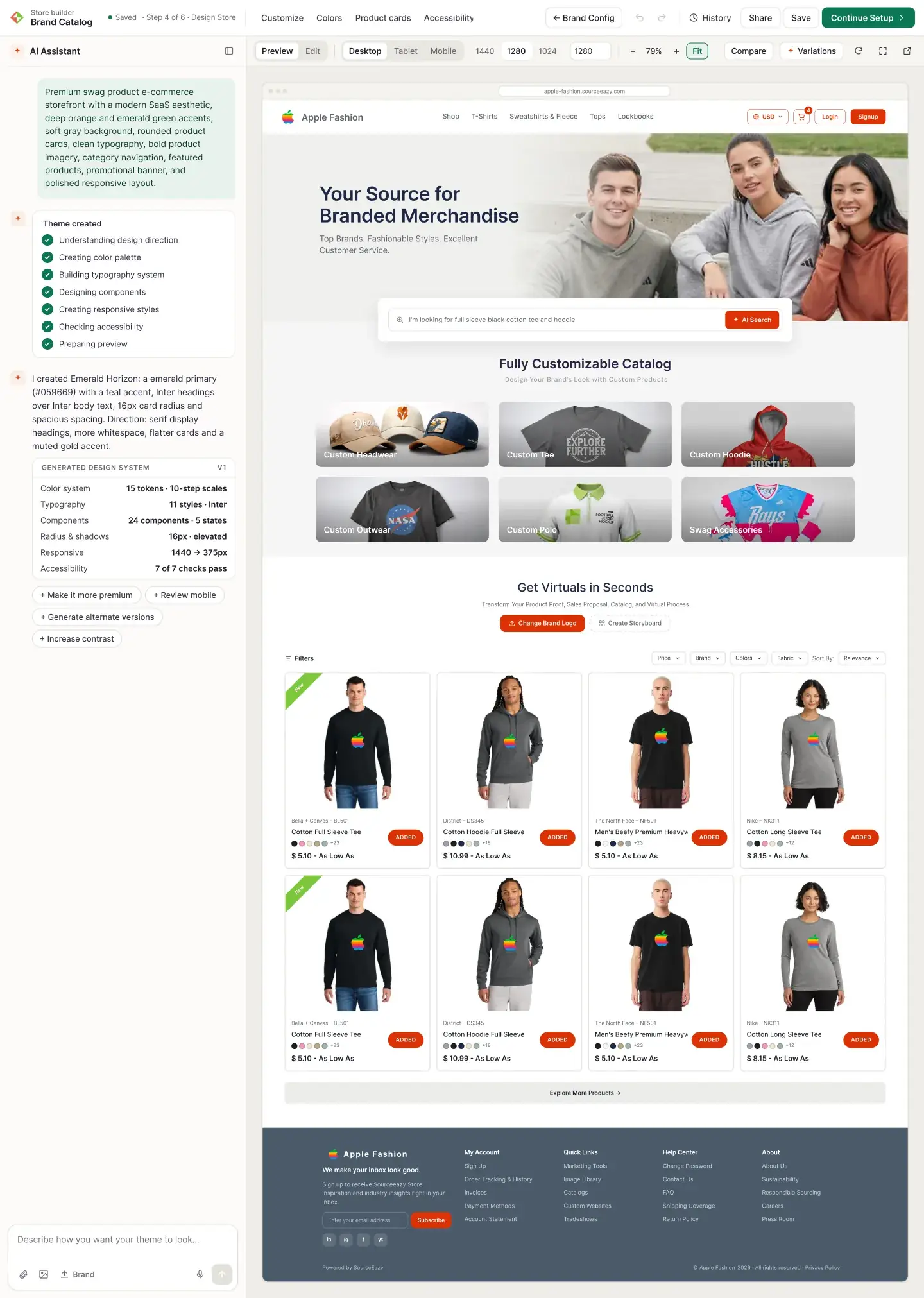 Design Store screen