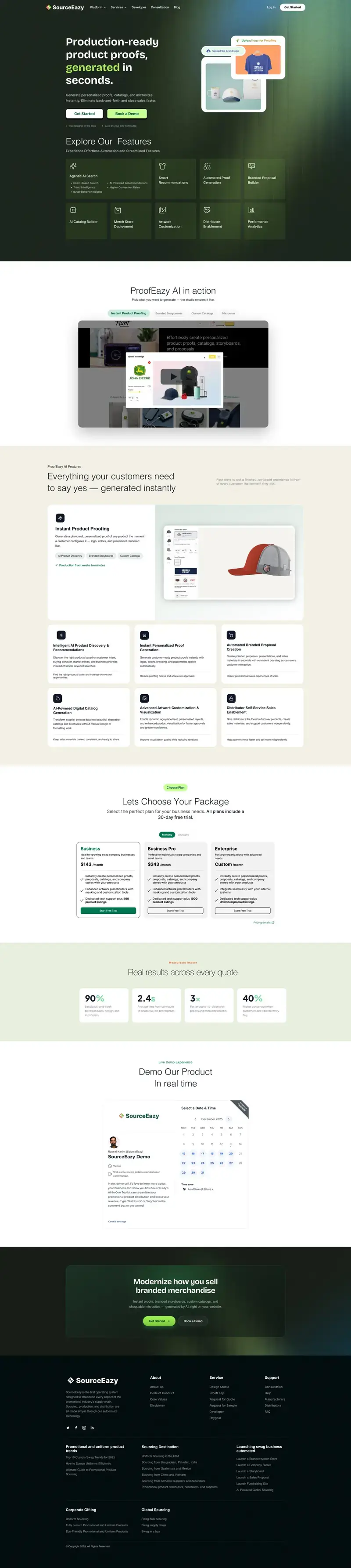 ProofEazy landing page, full length